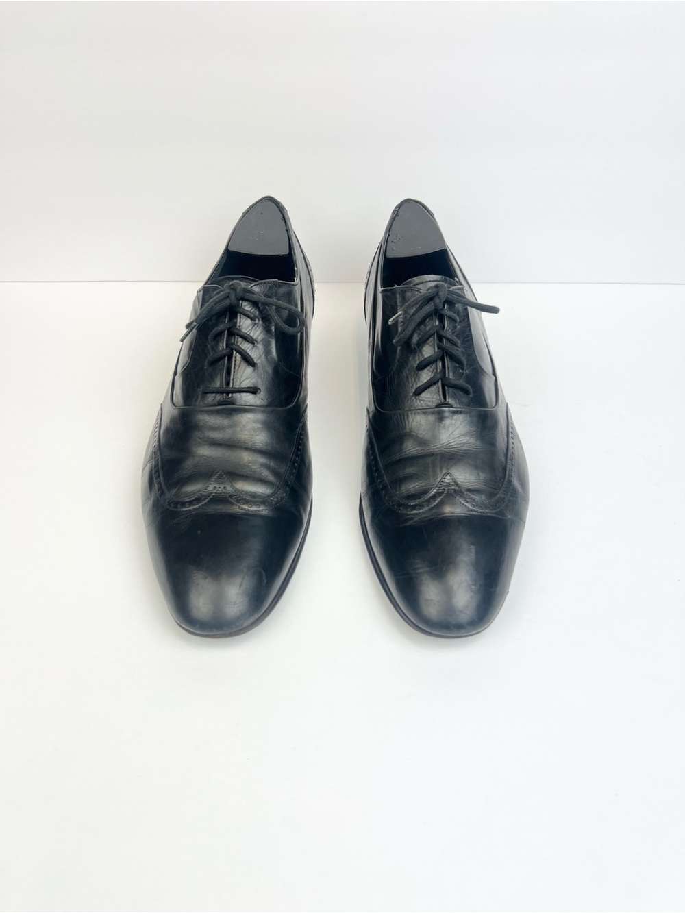 Vintage 80s Bruno Magli Italy Black Luxury Leather Lace Up Shoes Oxfords  10.5 N
